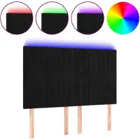 vidaXL Hoofdbord LED 144x5x118/128 cm fluweel zwart