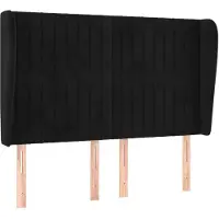vidaXL Hoofdbord met randen 147x23x118/128 cm fluweel zwart