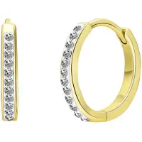 Lucardi Dames Zilveren goldplated oorringen kristal - Oorbellen - 925 Zilver - Goudkleurig