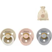 BIBS fopspenen met naam - T3 - Blush, cloud & glow vanilla - 18+ maanden - spenen - speen - fopspeen - BolleToet speenzakje
