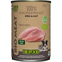 BF Petfood 12x Biofood Organic Hond en Kat 100% Kip 400 gr