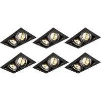 QAZQA Set van 6 inbouwspots zwart AR111 verstelbaar 2-lichts - Oneon