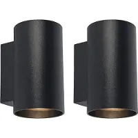 QAZQA Set van 2 moderne wandlampen zwart rond 2-lichts - Sandy