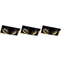 QAZQA Set van 3 inbouwspots zwart GU10 AR111 trimless 2-lichts - Oneon