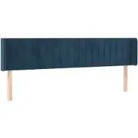 vidaXL Hoofdbord met randen 163x16x78/88 cm fluweel donkerblauw