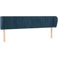 vidaXL Hoofdbord met randen 203x23x78/88 cm fluweel donkerblauw
