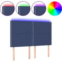 vidaXL Hoofdbord LED 144x5x118/128 cm stof blauw