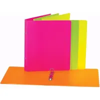 Bronyl ringmap, 2 ringen van 16mm, ft A5, geassorteerde fluo kleuren - 6 stuks