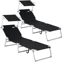 Casaria Ligbed Hawaï Set van 2 Antraciet Aluminium 195x60x30cm