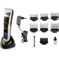 Domo DO1091TD Draadloze Tondeuse – Haartrimmer – Baardtrimmer – Incl. Opzetstukken - LED display - Chroom