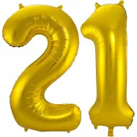 Folat Folie ballonnen - 21 jaar cijfer - goud - 86 cm - leeftijd feestartikelen - versiering