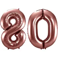 Folat Verjaardag Leeftijd folieballon - 80 jaar - rosé goud - 86 cm - cijferballon groot