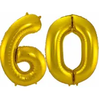 Folat Folie ballonnen - 60 jaar cijfer - goud - 86 cm - leeftijd feestartikelen - verjaardag versiering