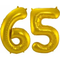 Folat Folie ballonnen - 65 jaar cijfer - goud - 86 cm - leeftijd feestartikelen - verjaardag versiering