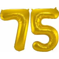Folat Folie ballonnen - 75 jaar cijfer - goud - 86 cm - leeftijd feestartikelen - verjaardag versiering