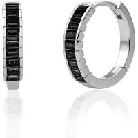 Sparkling Jewels Baguette Creolen Silver Huggies Horizontal CZ EAS23-CZ02