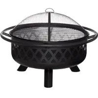24.Se Vuurschaal met Grillrooster Ø67 cm – Luxe Fire Pit BBQ – Zwart/Brons – 91 cm