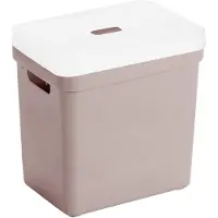 Sunware Opbergboxen/opbergmanden roze van 25 liter kunststof met transparante deksel - Opbergbox