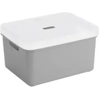 Sunware opbergbox/mand 32 liter lichtgrijs kunststof met transparante deksel - Opbergbox
