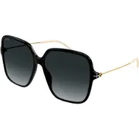 Gucci GG1267S 001 glanzend zwart en goud grijs gradiënt zonnebril