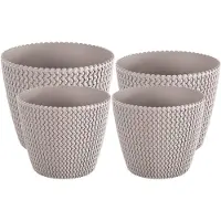Prosperplast Plantenpotten/bloempot set 4x mix formaten kunststof taupe 22/19/16 cm - Plantenpotten