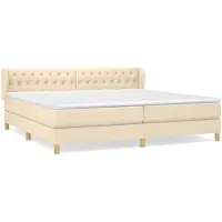 vidaXL Boxspring met matras stof crèmekleurig 200x200 cm