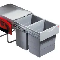 Hailo Space Save Tandem afvalsysteem vanaf kastbreedte 40cm grijs 40 liter