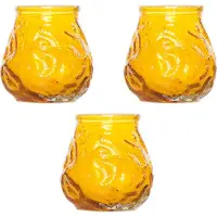Cosy & Trendy 3x Gele tafelkaarsen in glazen houders 7 cm brandduur 17 uur - Waxinelichtjes