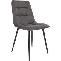 House Nordic Grijze Microfiber Eetkamerstoel met Zwart Stalen Poten