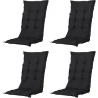 Madison - Tuinkussen - Universeel - Hoge Rug - 4 st. - Panama Black - 123x50cm - Zwart - Tuinstoelkussens - Standaardstoel