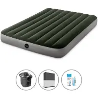 Intex luchtbed - 2 personen - 137 x 191 x 25 cm - Groen - Met pomp + spannenlaken wit + reparatieset