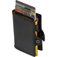Tony Perotti Furbo RFID Pasjeshouder met papiergeldvak, Carbon zwart/geel