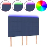 vidaXL Hoofdbord LED 144x5x118/128 cm stof blauw