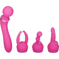 EIS , vibrator, verleidelijke siliconen stimulator, 19 cm, waterdicht, oplaadbaar, huidvriendelijke siliconen, inclusief 3 opzetstukken
