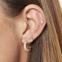 Yehwang Piercing - Triple Luck - Oor Piercing - Copper - Verguld - RVS - Goudkleurig - Zirkonia