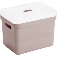 Sunware Opbergboxen/opbergmanden roze van 18 liter kunststof met transparante deksel - Opbergbox