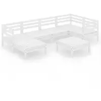 vidaXL 7-delige loungeset voor de tuin, massief grenenhout, wit