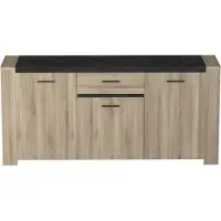 CBA Dressoir Shane 3 draaideuren, 3 legplanken en 1 lade-Kronberg eik/Sidewalk zwart