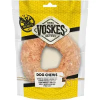 Voskes 15x Hondensnack Kauwring Runderhuid met Kip 12,5 cm