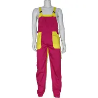 Coppens Tuinbroek kinderen poly/katoen fuchsia / geel - Polyester - Carnavalskleding jongens | Maat 152