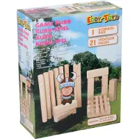 Eddy Toys Kubb Spel Medium Hout - Buitenspel voor Kinderen en Volwassenen - 21-Delige Set met Opbergzak - Houten Werpspel voor Tuin en Park