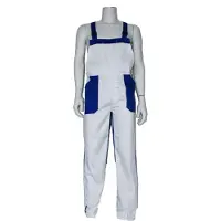 Coppens Tuinbroek volwassenen poly/katoen wit / korenblauw - Polyester - Carnavalskleding heren | Maat 62 +