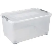 Curver handy+ opbergbox 65 liter + wielen transparant |
