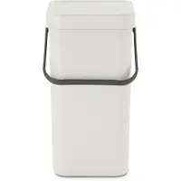 Brabantia Sort & go Keuken Recyclingbak (32 gal Lichtgrijs) Stapelbare Afvalorganizer met Handvat & Verwijderbaar Deksel, Montage in Hangkast