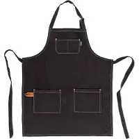 Tiseco Home Studio - Keukenschort HAVANA - 100% katoen - Verstelbaar nekdesign, gemakkelijk schoon te maken, ruime voorzakken - 74x85 cm - Zwart