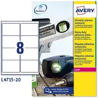 Avery Etiket L4715-20 99.1x67.7mm weerbestendig wit 160 stuks