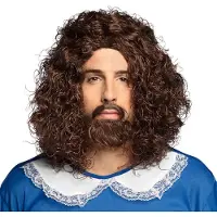 Boland Pruik Musketier Met Snor En Baard Bruin
