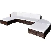 vidaXL 6-delige Loungeset met kussens poly rattan bruin