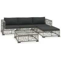 vidaXL 5-delige Loungeset met kussens poly rattan grijs