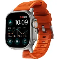 Nomad Rugged FKM Apple Watch 49 / 46 / 45 / 42 Mm Bandje Oranje / Zilver
